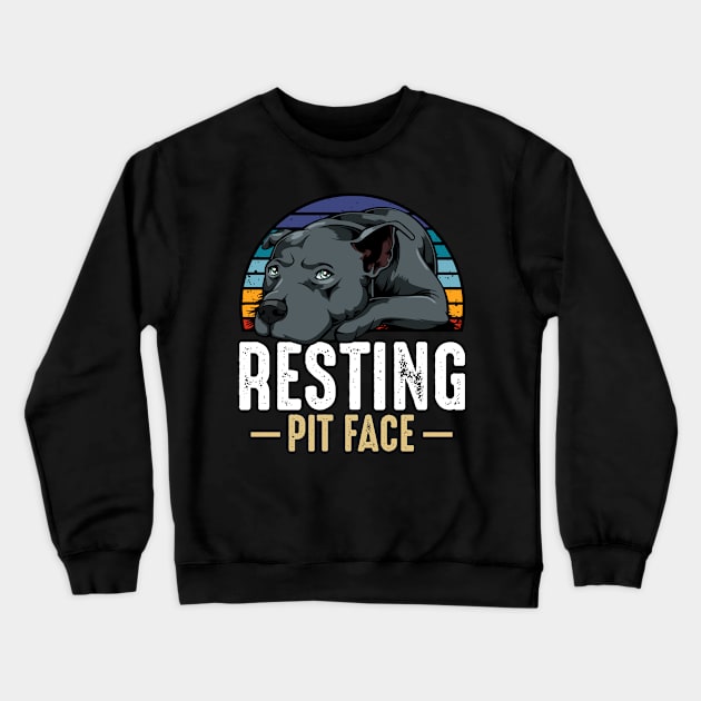 Resting Pit Face Pitbull Dog Pet Animal Lover Crewneck Sweatshirt by Funnyawesomedesigns